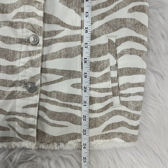 Chicos Womens 00P Zebra Print Button Up Jacket Stretch Fringe Bottom - Picture 6 of 9